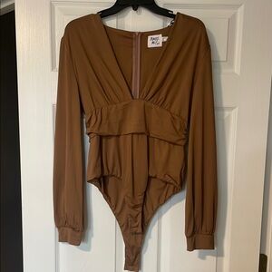 Princess Polly Brown Long Sleeve Bodysuit